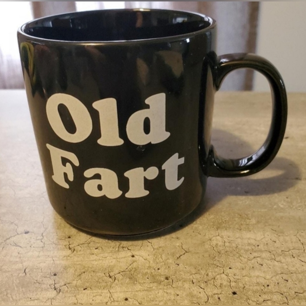 Vintage 1970's Mug/black with white lettering/Old Fart/Rare Collectible mug